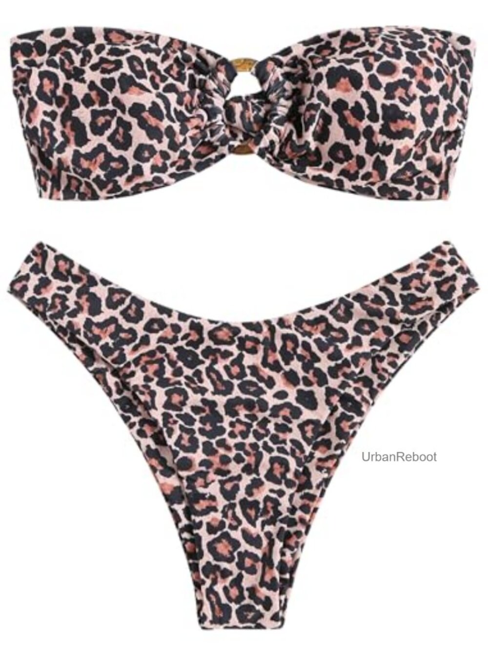 Women's Strapless Bandeau Bikini Set High Cut Two Piece Swimsuit Polyester